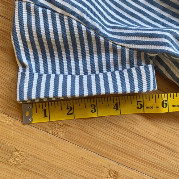 Boden Girls size 6-7 years Blue Ticking Stripe Denim Romper SOLEIL Brand New - Picture 10 of 13